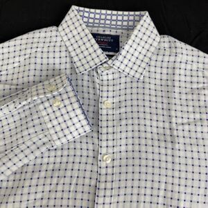 Charles Tyrwhitt Men’s L/S Dress Shirt Small Extra Slim Fit Check, Polka Dot
